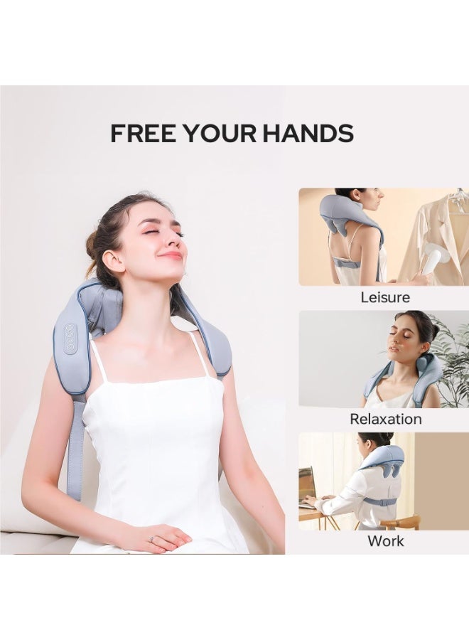 جهاز مساج الرقبة والظهر الكهربائي بتقنية 5D - مدلك للجسم مع تدفئة حرارية لتخفيف الآلام - جهاز ذكي قابل للارتداء للرقبة، الأكتاف، الخصر والساقين - Image 3